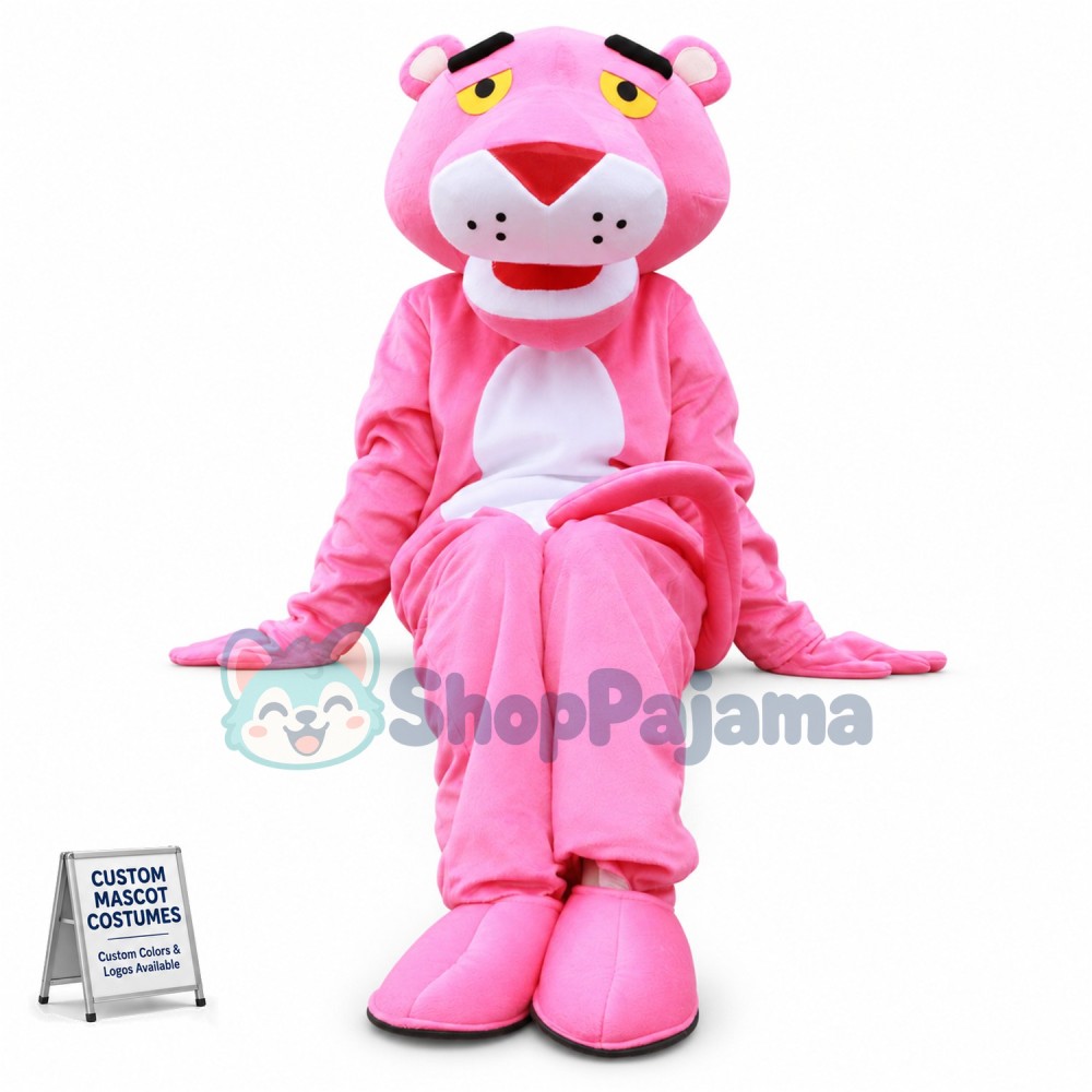 The Cozy Pink Panther Cartoon Mascot Costume