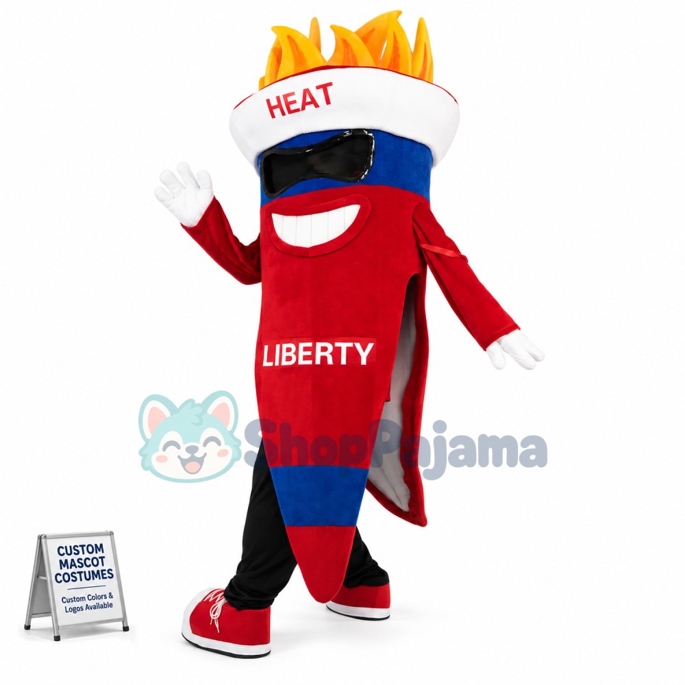 Lit Torch of The University Mascot Costume