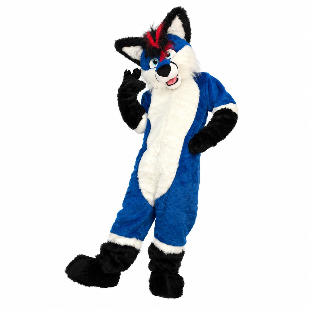 Tactical Adult Blue Wolf Mascot Soft Costume