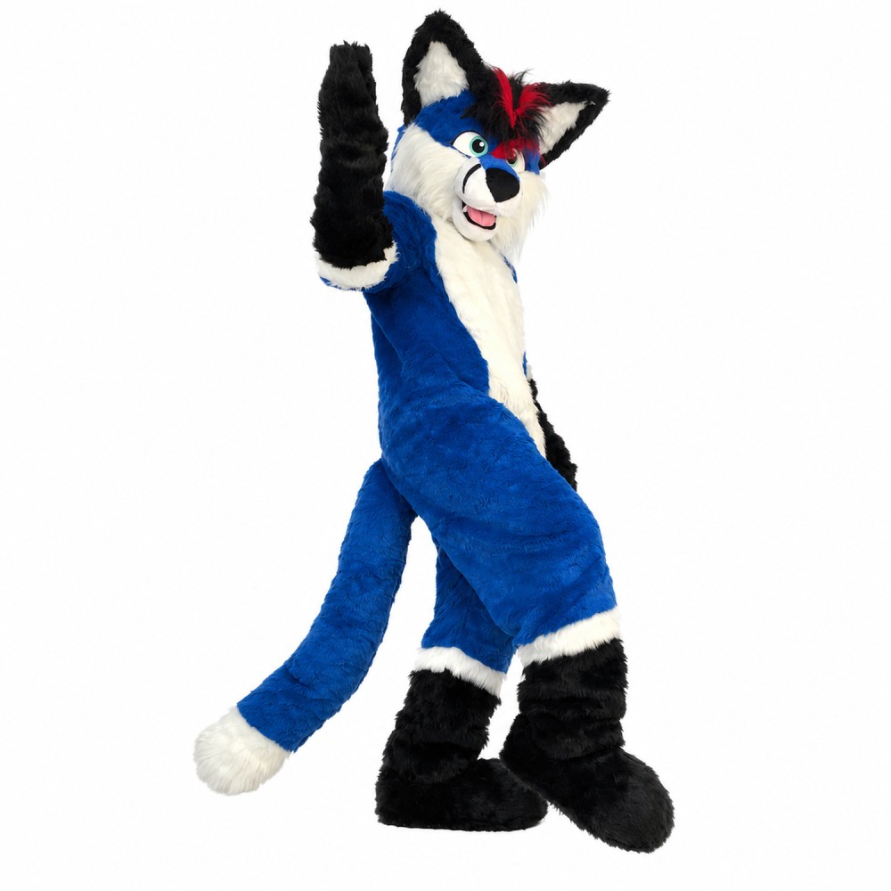 Tactical Adult Blue Wolf Mascot Soft Costume