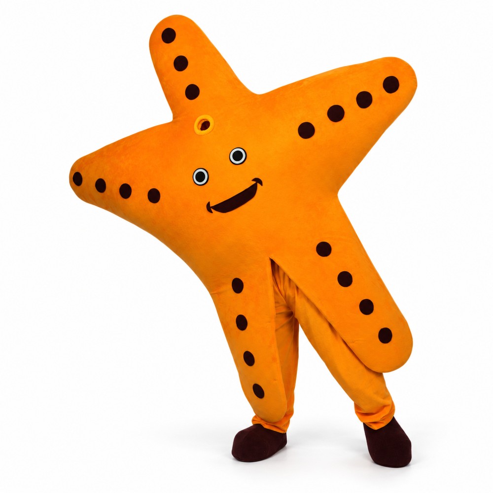 Gorgeous Orange Starfish Cartoon Mascot Costume