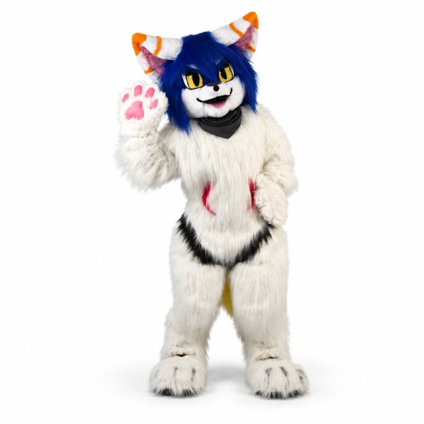 Adult Fancy Long Wool White Tiger Mascot Costume