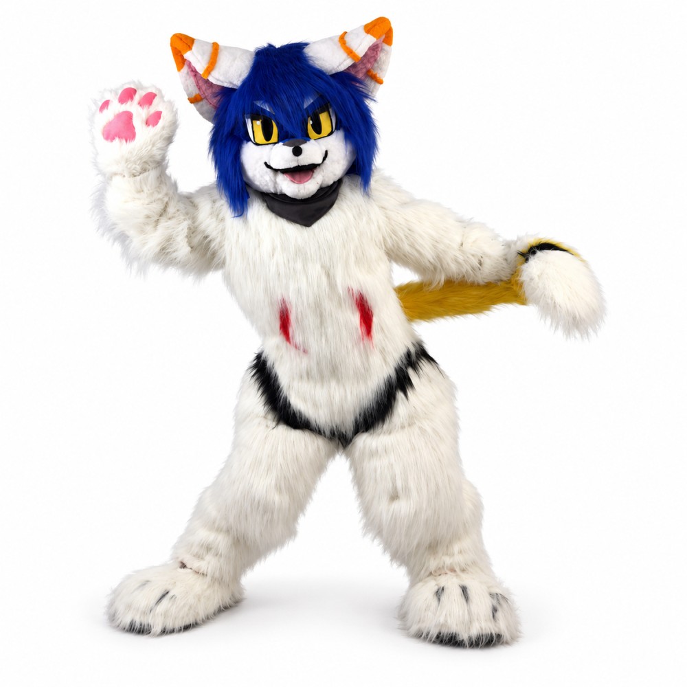 Adult Fancy Long Wool White Tiger Mascot Costume