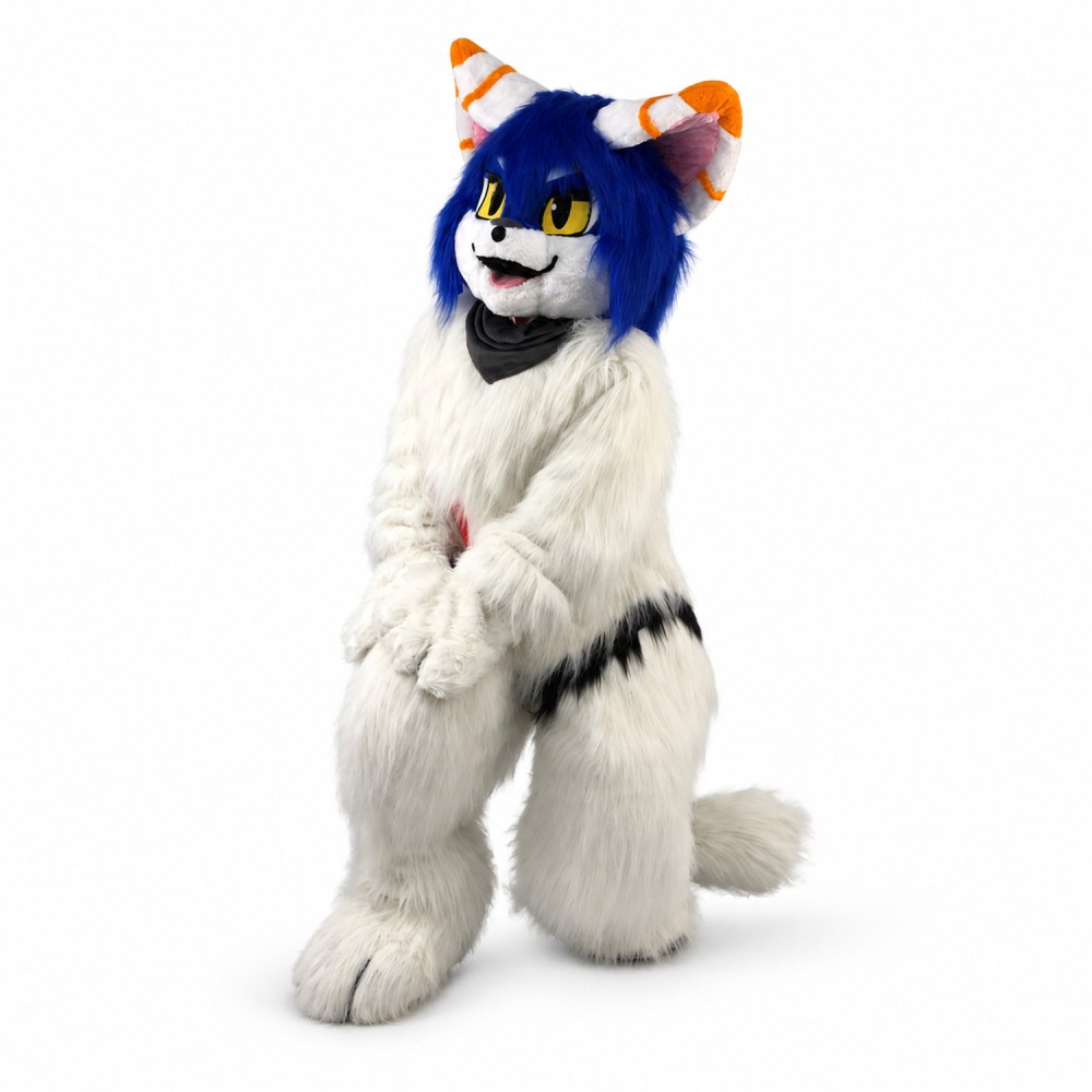 Adult Fancy Long Wool White Tiger Mascot Costume