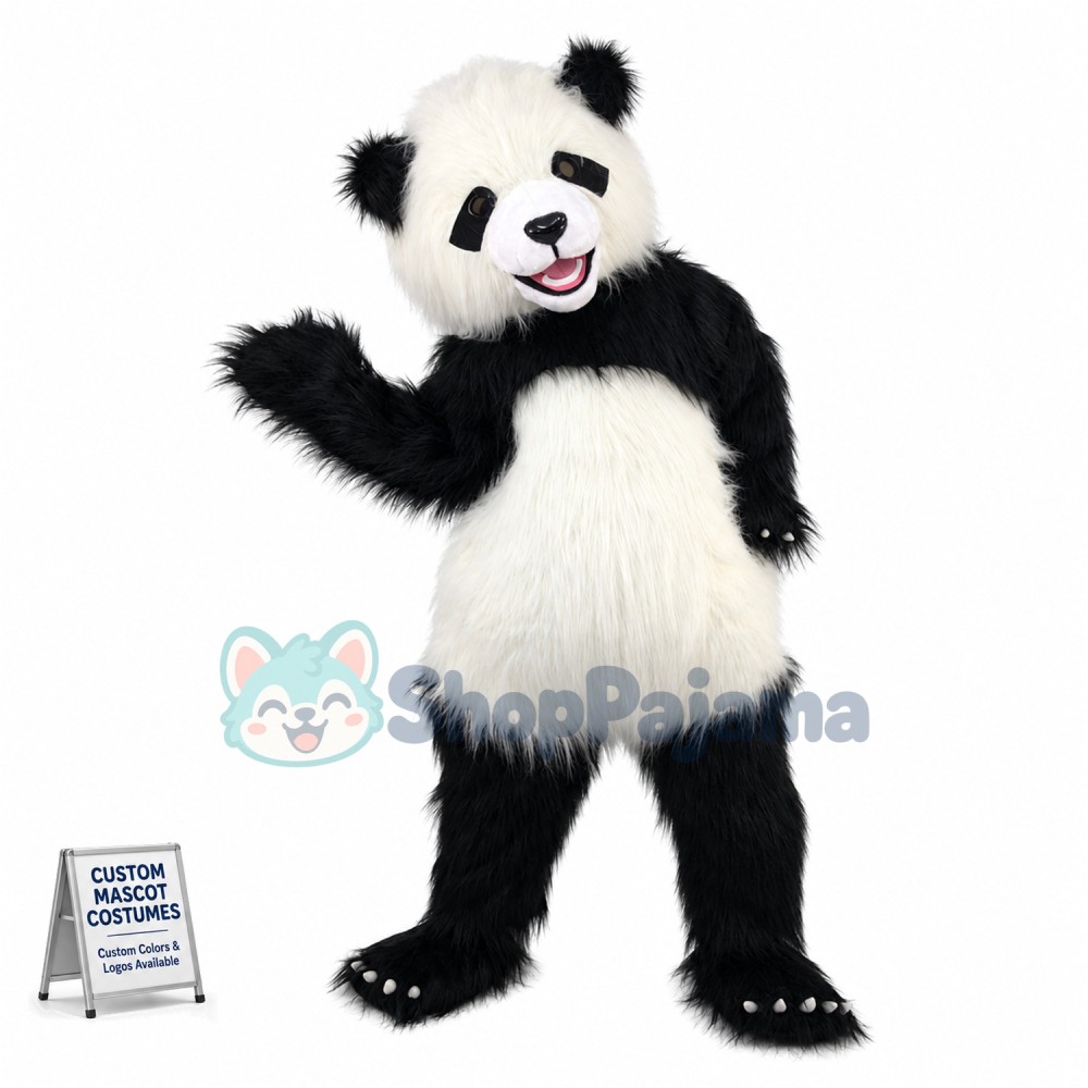 Adult Lively Panda Mascot Long Wool Costume