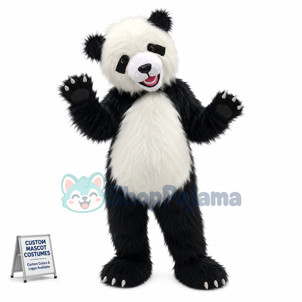 Adult Lively Panda Mascot Long Wool Costume