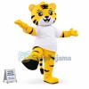 Training Tiger Wearing Sports Shirt Mascot Costume