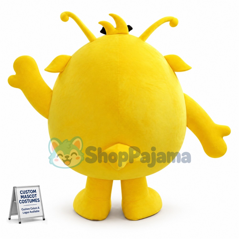 Yellow Big Eyed Monster With Long Tentacles Cartoon Mascot Costume
