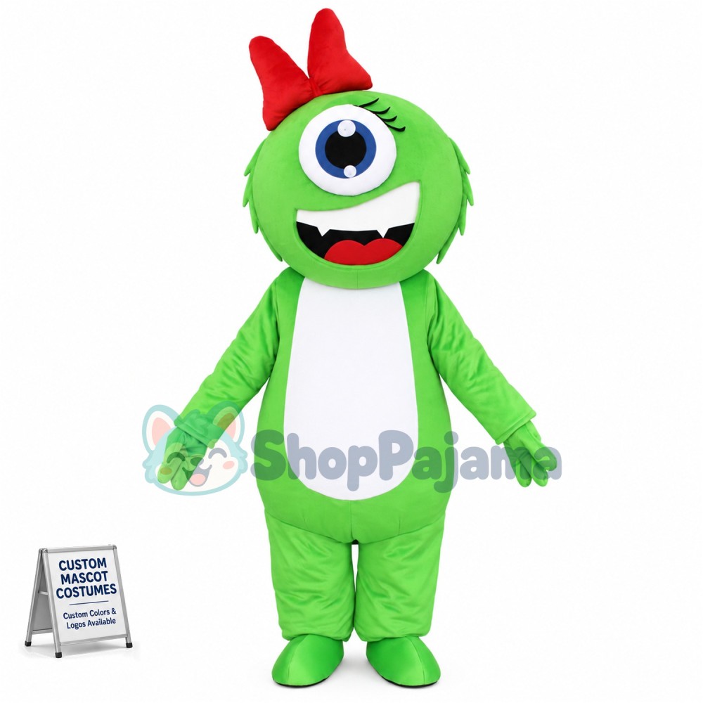 Soft Lightweight Cartoon Green One Eyed Monster Mascot Costume