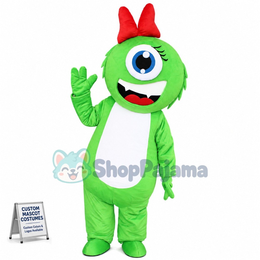 Soft Lightweight Cartoon Green One Eyed Monster Mascot Costume