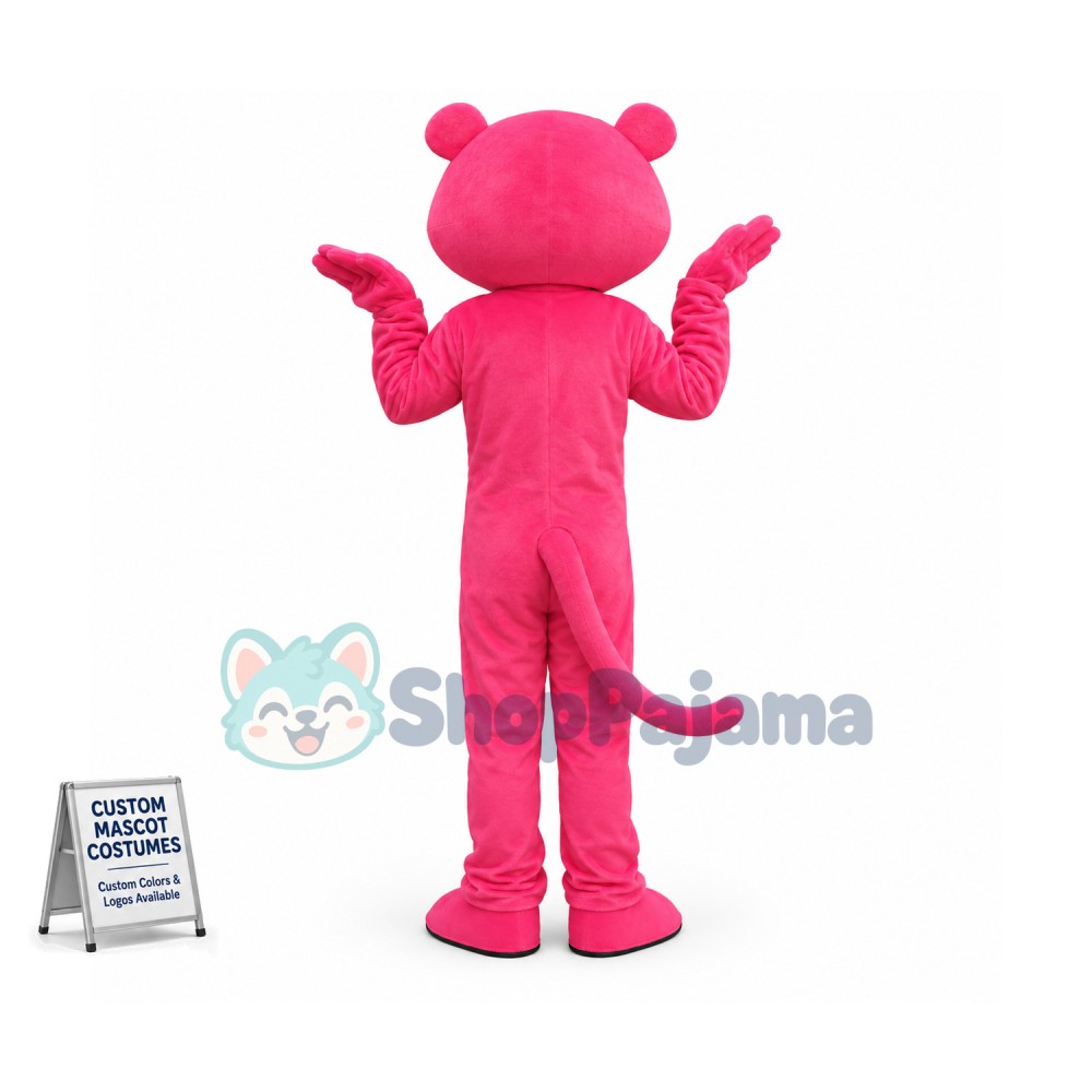 Humorous and Mischievous Pink Panther Mascot Cartoon Costume