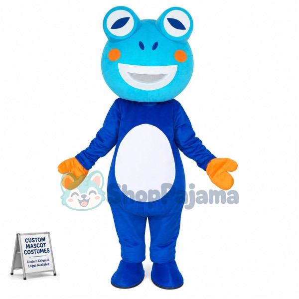 Vivid Cartoon Mixed Blue Frog Mascot Adult Costume