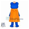 Blue Big Eyed Prince Frog With Crown Cartoon Mascot Costume