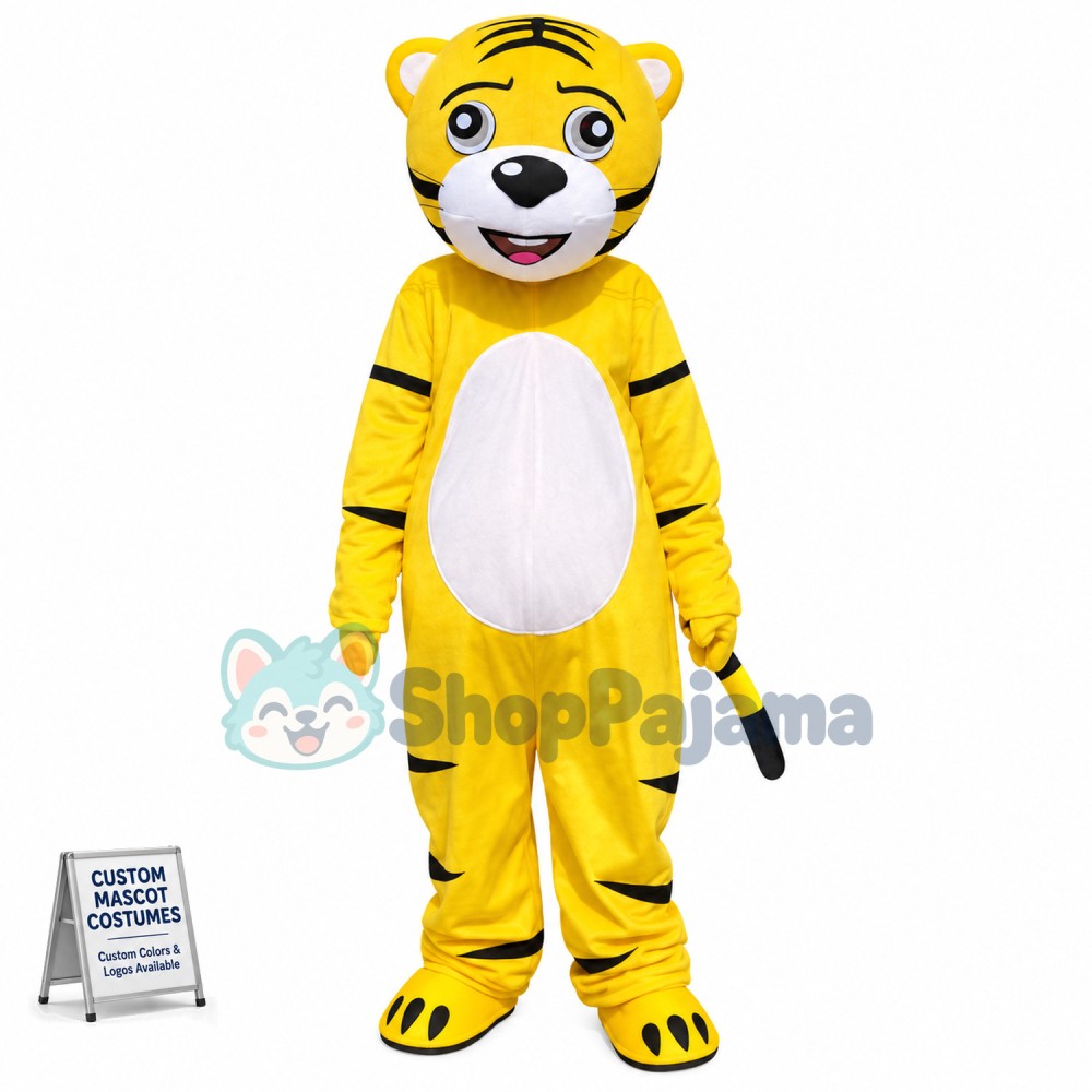 Adult Lovely Yellow Tiger Mascot Costume For Outdoor Event