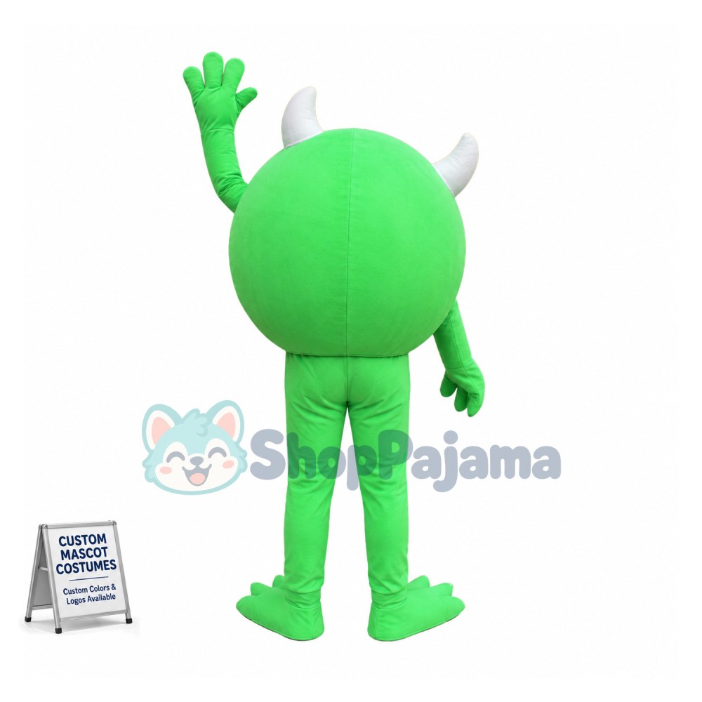 Adult Style Green Monocular With Horns Cartoon Mascot Costume