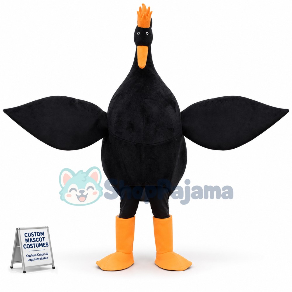 Adult Whole Black Hoopoe With Huge Wings Mascot Costume