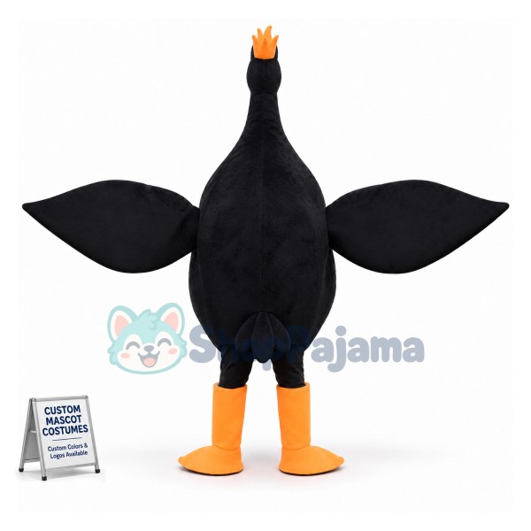 Adult Whole Black Hoopoe With Huge Wings Mascot Costume