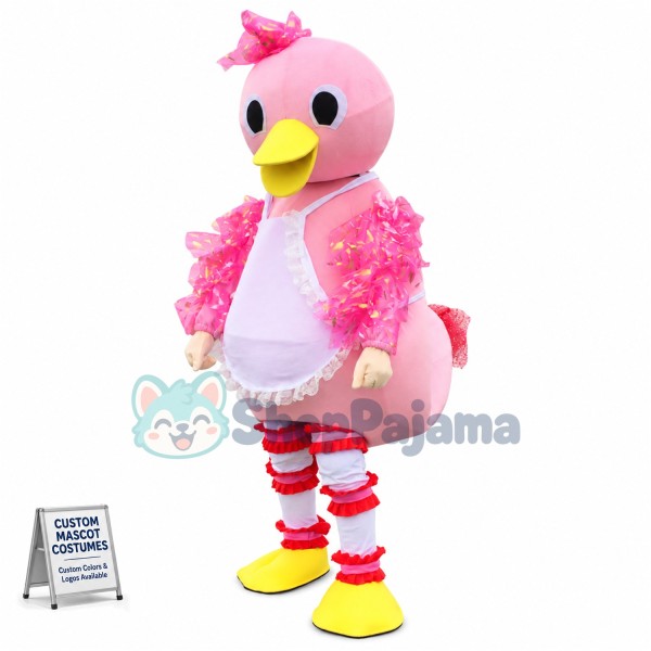 Virtuous Colored Baby Duck With Apron Cartoon Mascot Costume