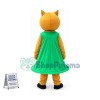 Mignon Cartoon Candy Cat In Green Dress Mascot Costume