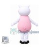Cartoon Lively Suzy Sheep Wearing Pink Suit Mascot Costume