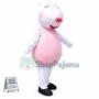 Cartoon Lively Suzy Sheep Wearing Pink Suit Mascot Costume