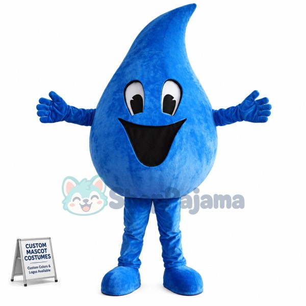 Blue Water Droplet Mascot Costume