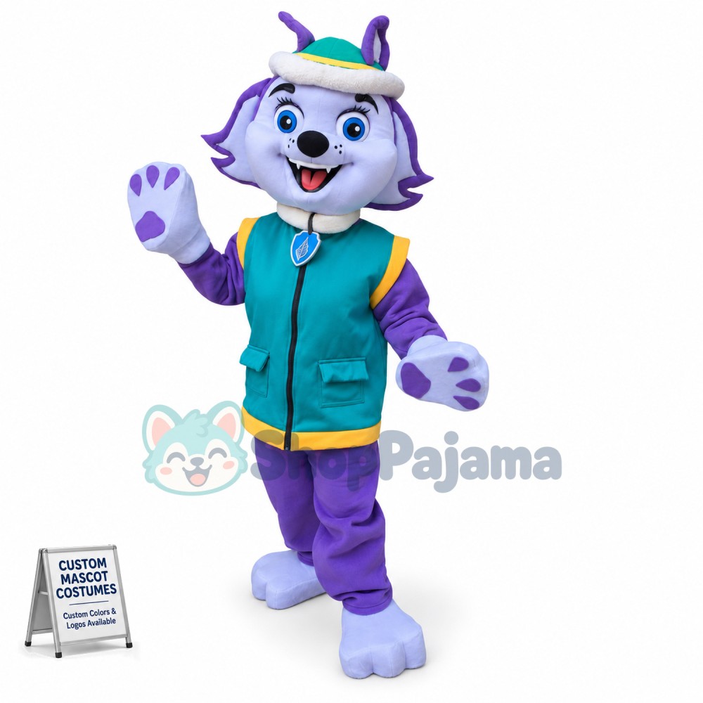 Paw Patrol Mint Dog Everest Mascot Costume