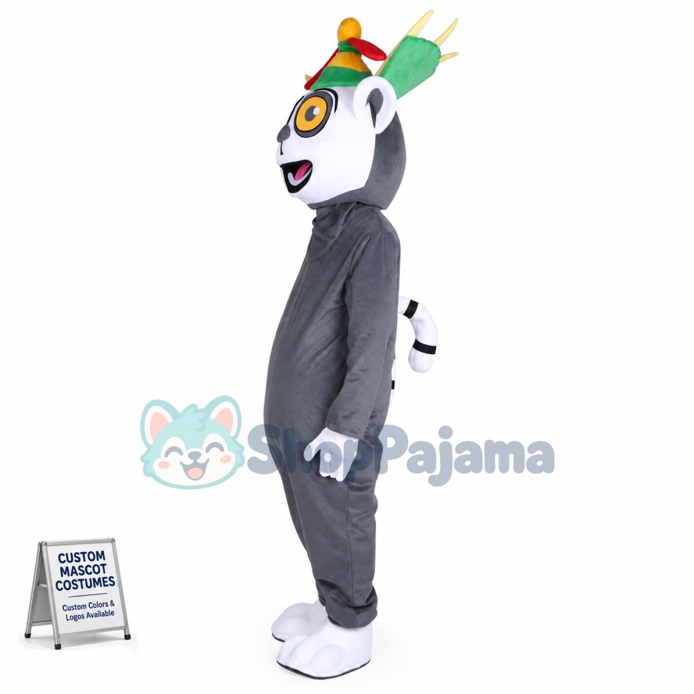 Unisex Madagascar King Julian Lemur Lemuroid Lemuridae Mascot Costume Cartoon Character