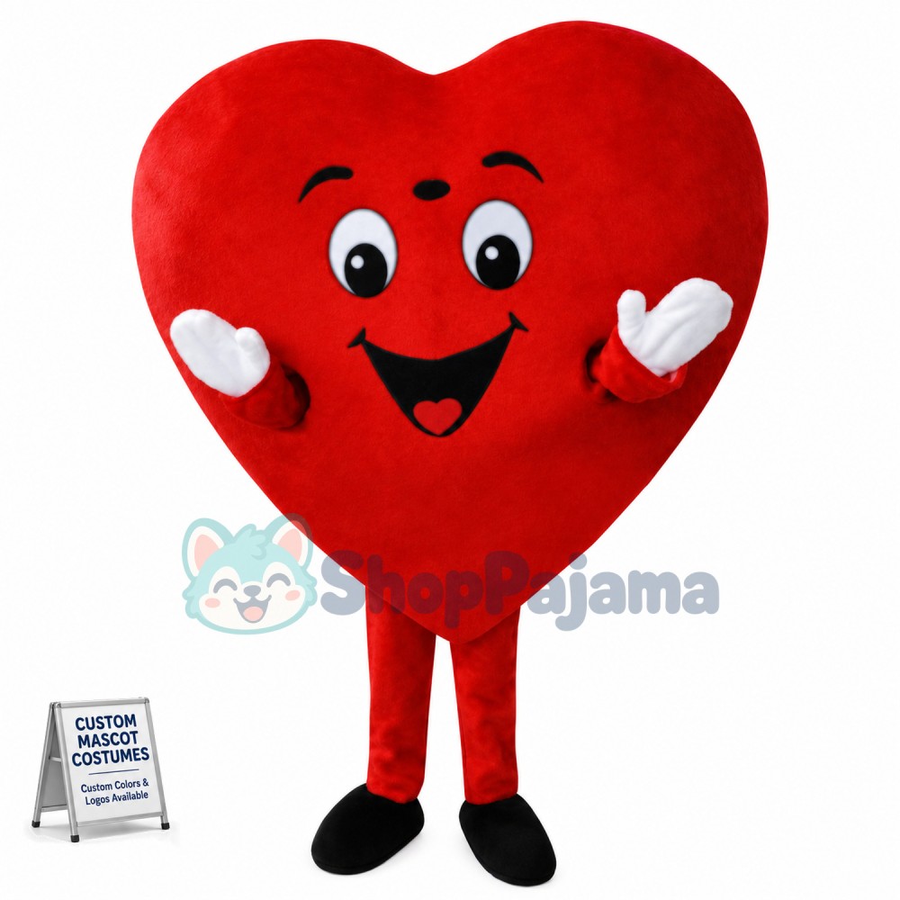 New Red Love Heart Mascot Costume Christmas Party Dress