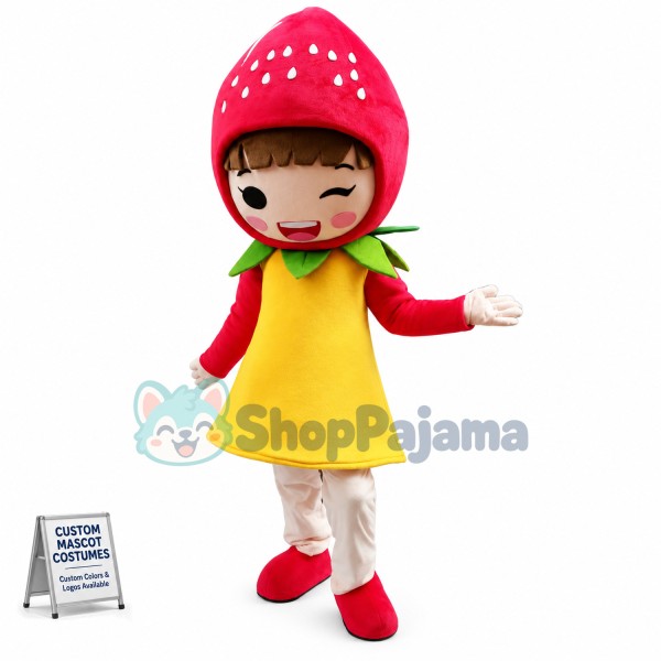 Strawberry Shortcake Girl Cartoon Adult Mascot Costume
