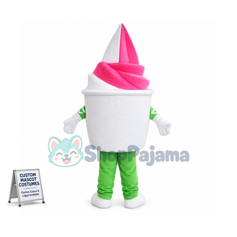 Vanilla Strawberry Ice Cream Mascot Costume