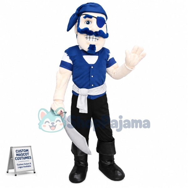 Blue Pirate Man Mascot Costume