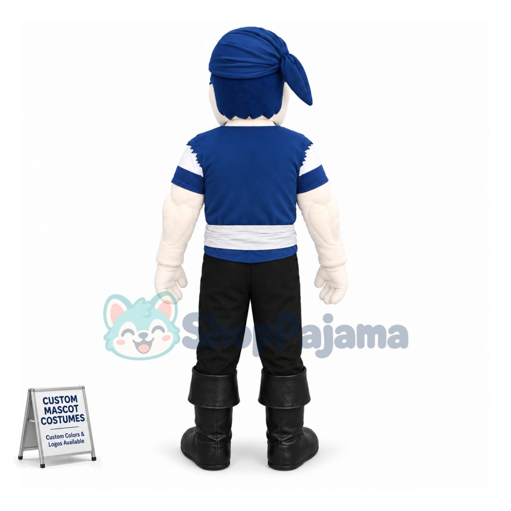 Blue Pirate Man Mascot Costume