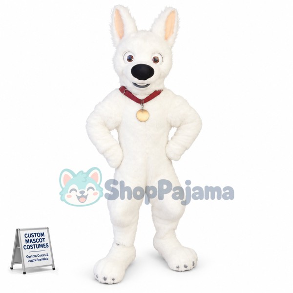 White German Shepherd Dog Bolt Mascot Costume