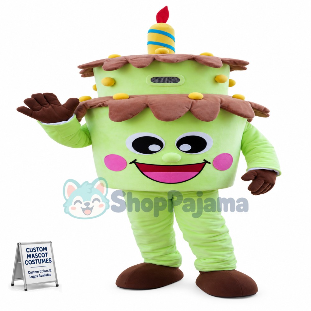 Green Birthday Cake Mascot Costume
