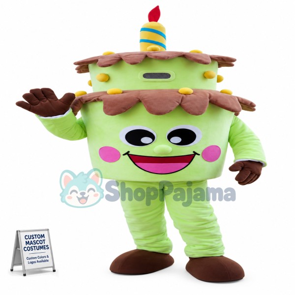 Green Birthday Cake Mascot Costume