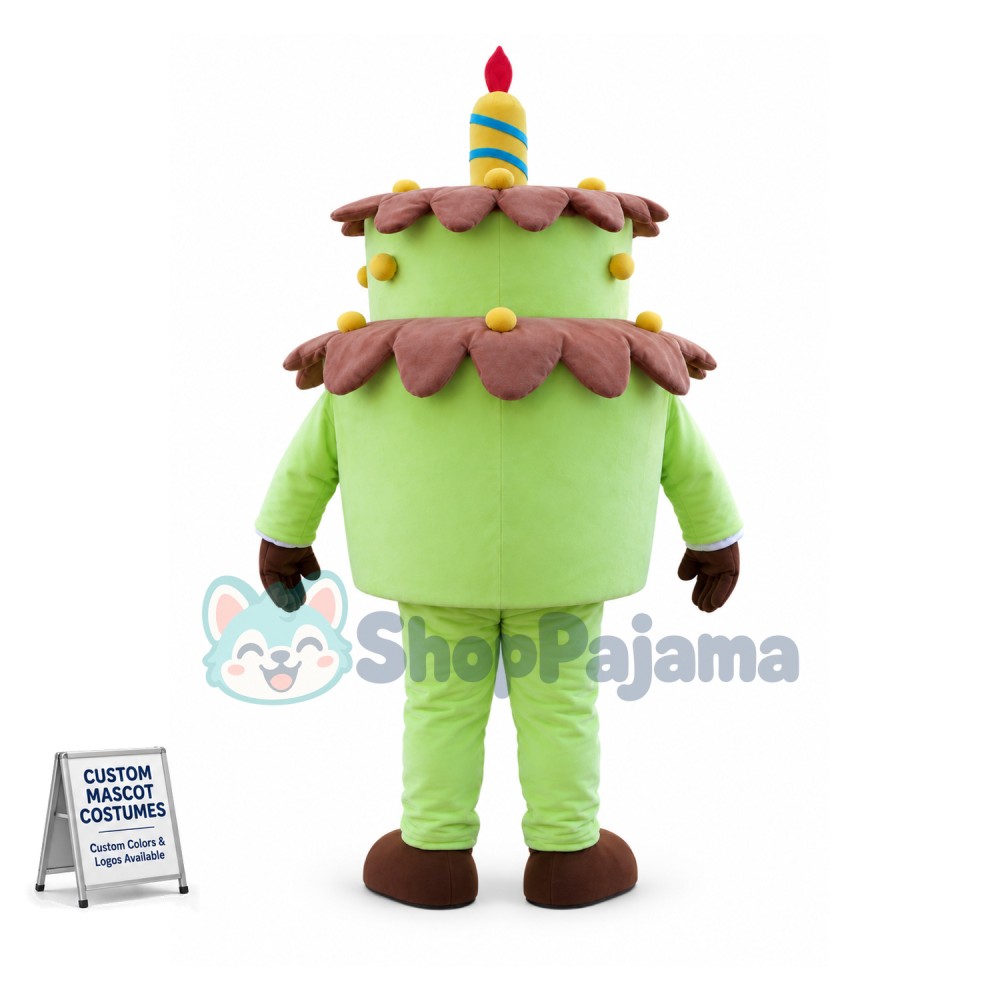 Green Birthday Cake Mascot Costume