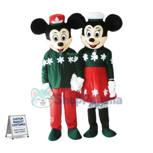 Lovely Christmas Mickey & Minnie Mascot Costume