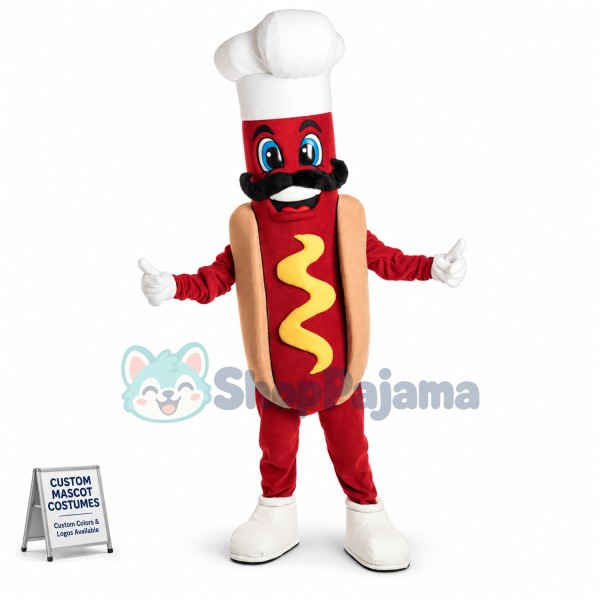 Chef Hot Dog Mascot Costume