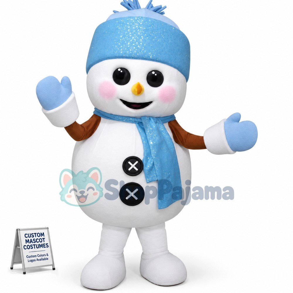 Blue Christmas Snowman Mascot Costume