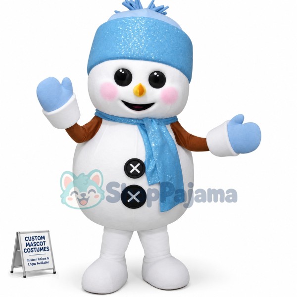 Blue Christmas Snowman Mascot Costume