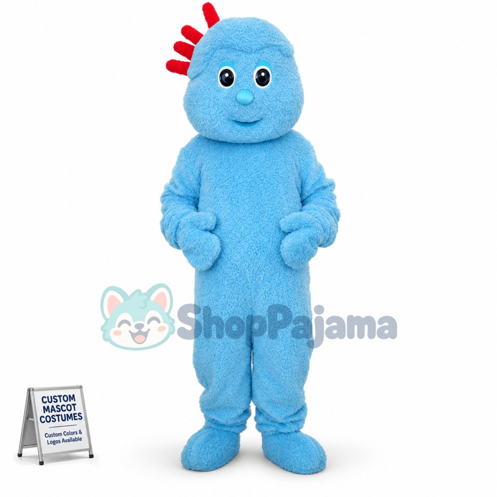Blue Plush Little Boy Adult Mascot Costume