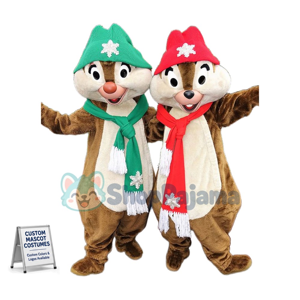 Christmas Chip & Dale Chipmunk Mascot Costume