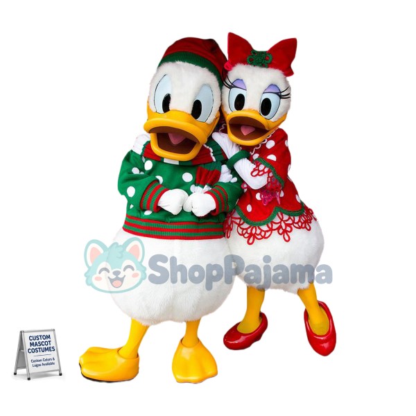 Christmas Donald Duck & Daisy Duck Mascot Costume