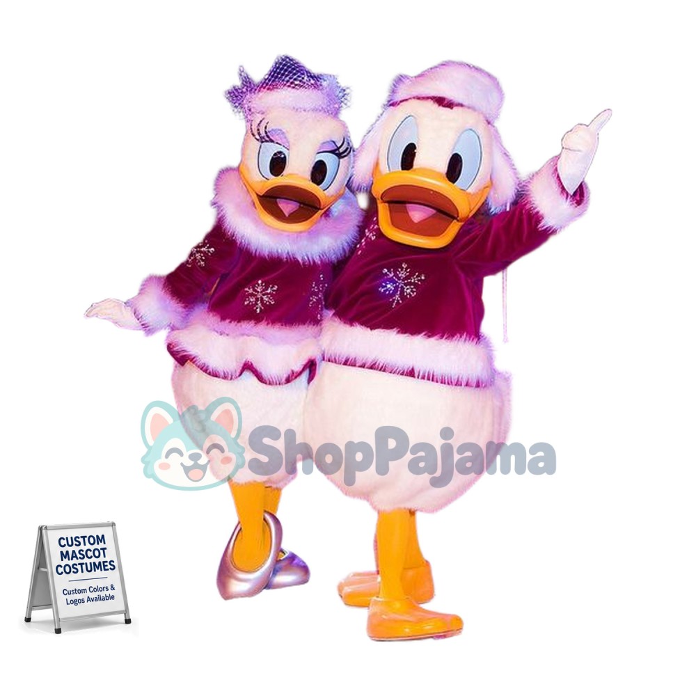 Lovely Christmas Donald Duck & Daisy Duck Mascot Costume