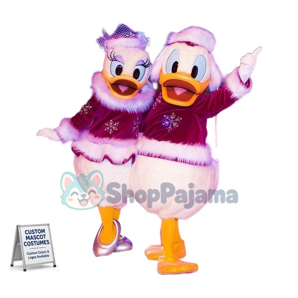 Lovely Christmas Donald Duck & Daisy Duck Mascot Costume