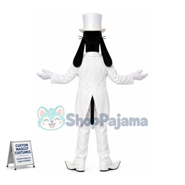 White Suit Goofy Dog Mascot Costume