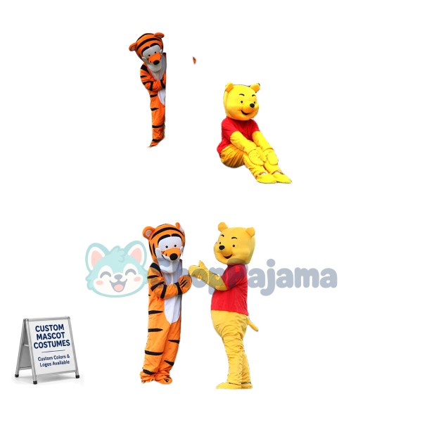 Winnie & Tiger the Pooh Mascot Costume Custom Mascot