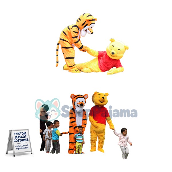 Winnie & Tiger the Pooh Mascot Costume Custom Mascot