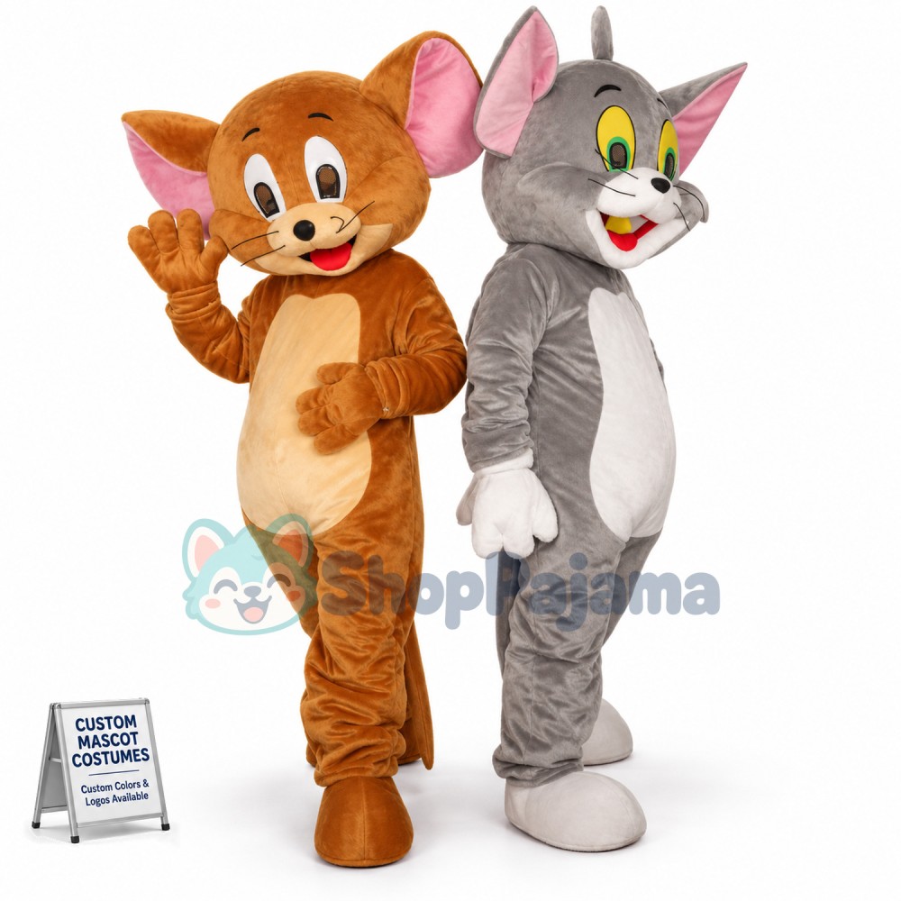 Jerry Mouse & Tom Cat costume Cartoon Mascot Costume Custom Mascot